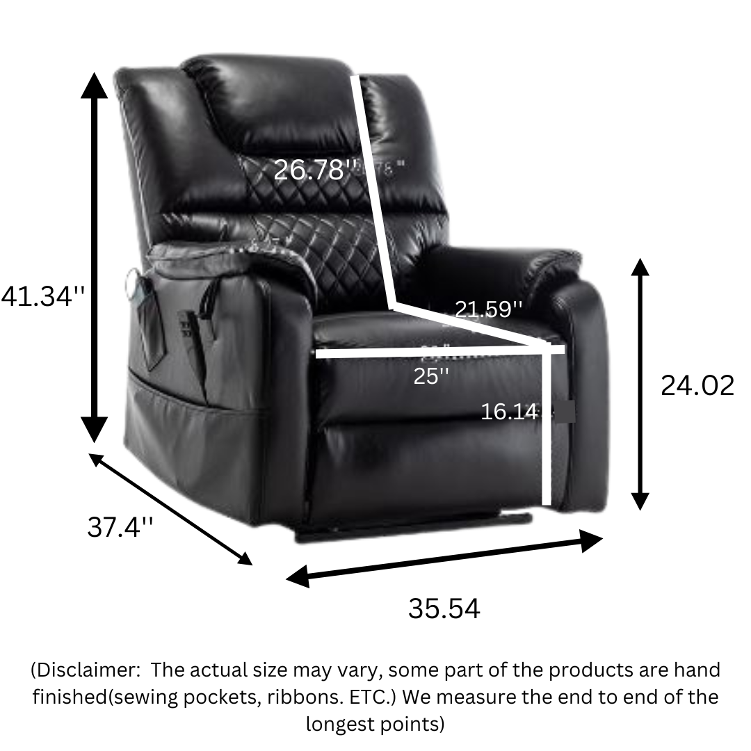 SleepingTitan Lift Chair For Elderly, Extra Wide with Dual Motor, 180° Lay Flat Recliner, Heat and Massage, Black (FREE 2 Years Warranty).