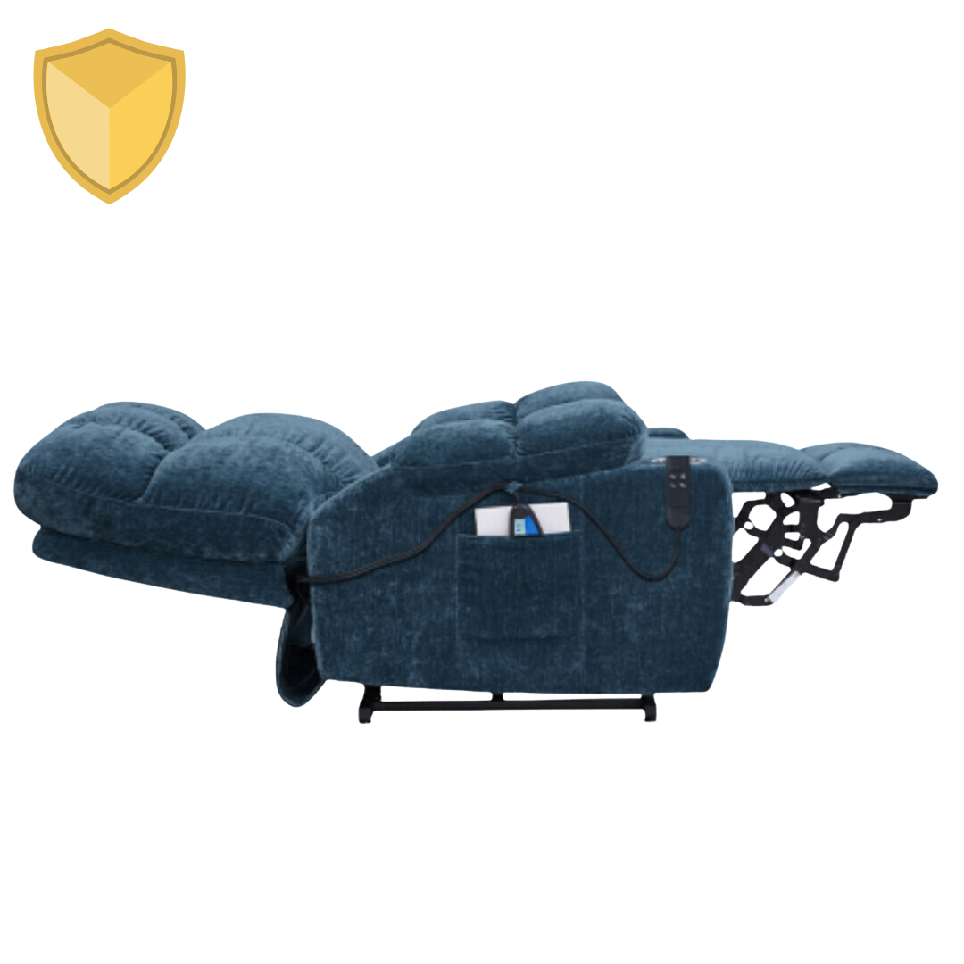 NestingCloud Lift Chair for Elderly with Dual Motor, 180° Lay Flat Recliner, Heat and Massage, Blue (FREE 2 Years Warranty)