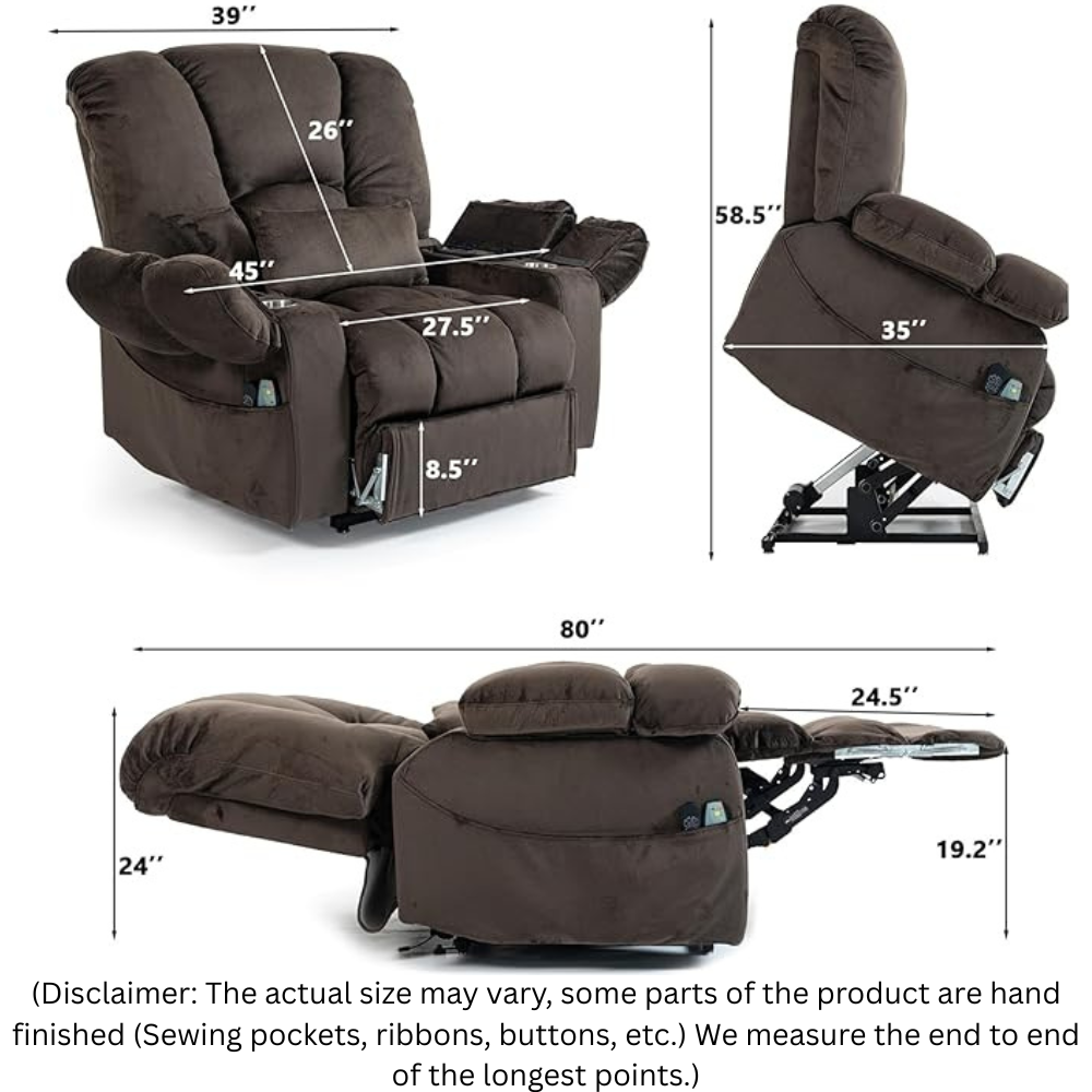 Titan Power Lift Recliner - 500 lb Dual Motor with Massage & Heat