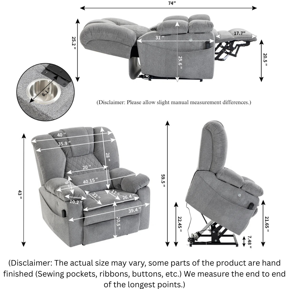 Haven Power Lift Recliner - Airbag Massage & Heat