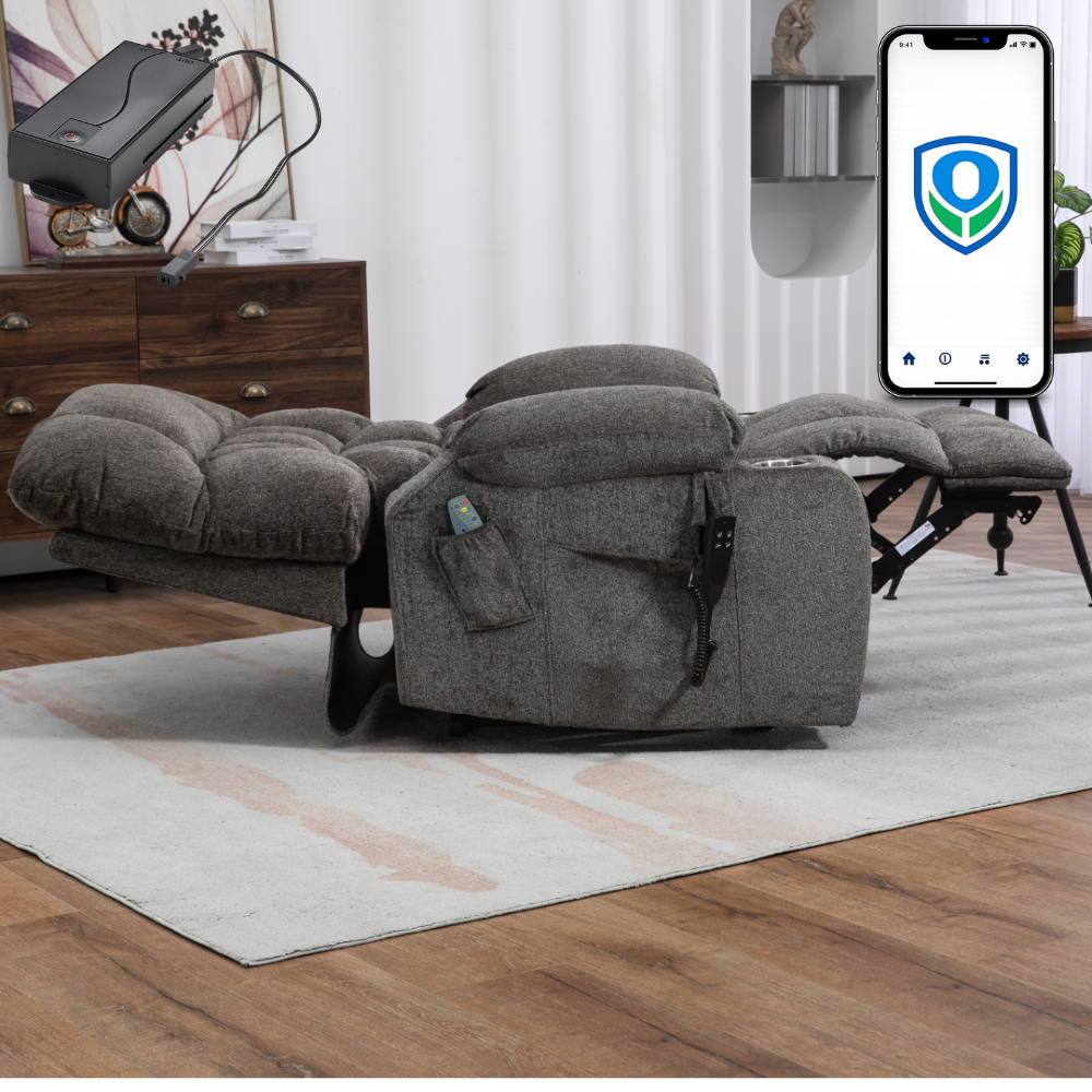 Bulkyriser 2.0 Lay Flat Lift Chair, 25.6 Inch Wide Seat, Battery Back Up, Light Gray (Free 2 Years Warranty)