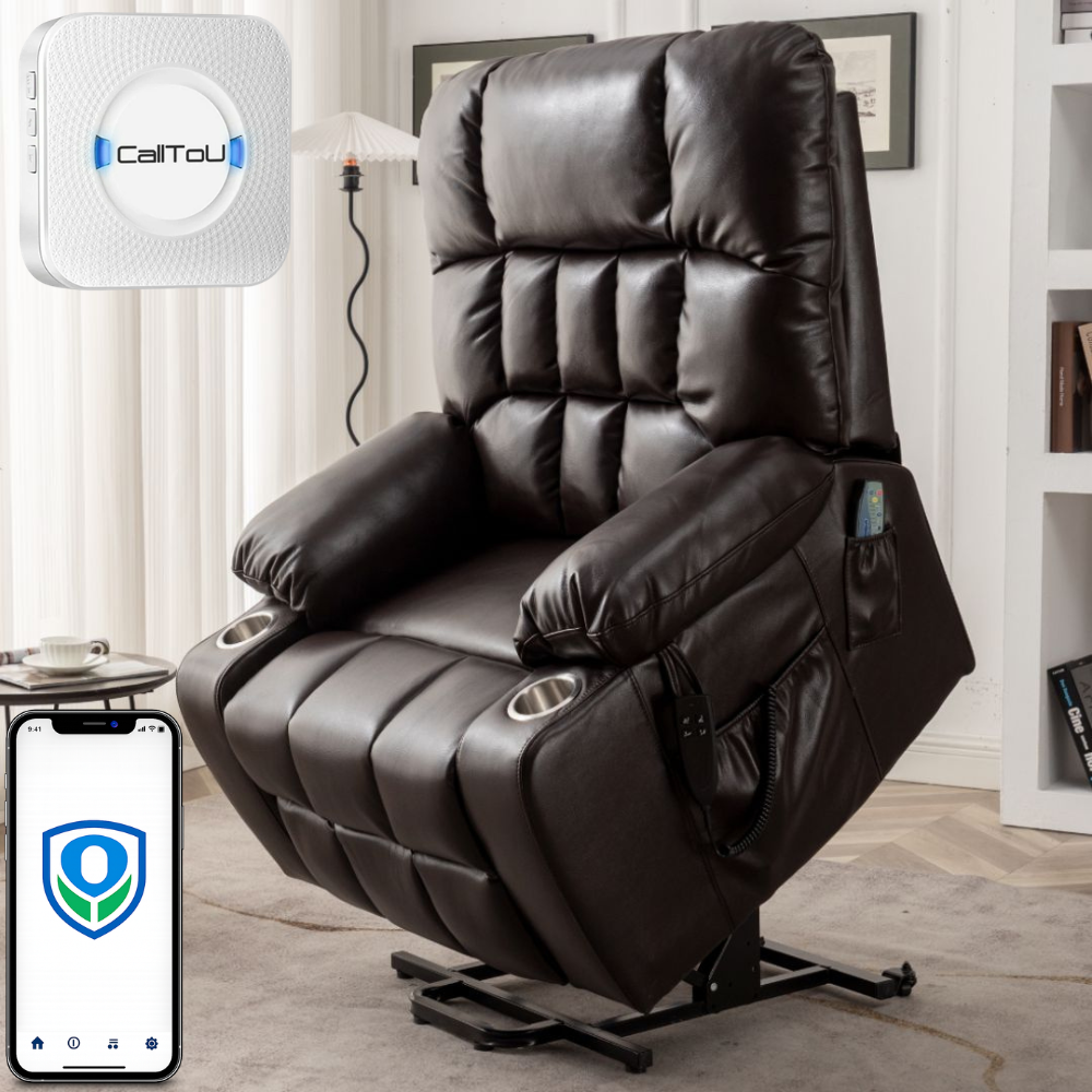 Bulkyriser (2.0) Lay Flat Lift Chair, 26 Inch Wide Seat, Dark Brown (Free Pager)