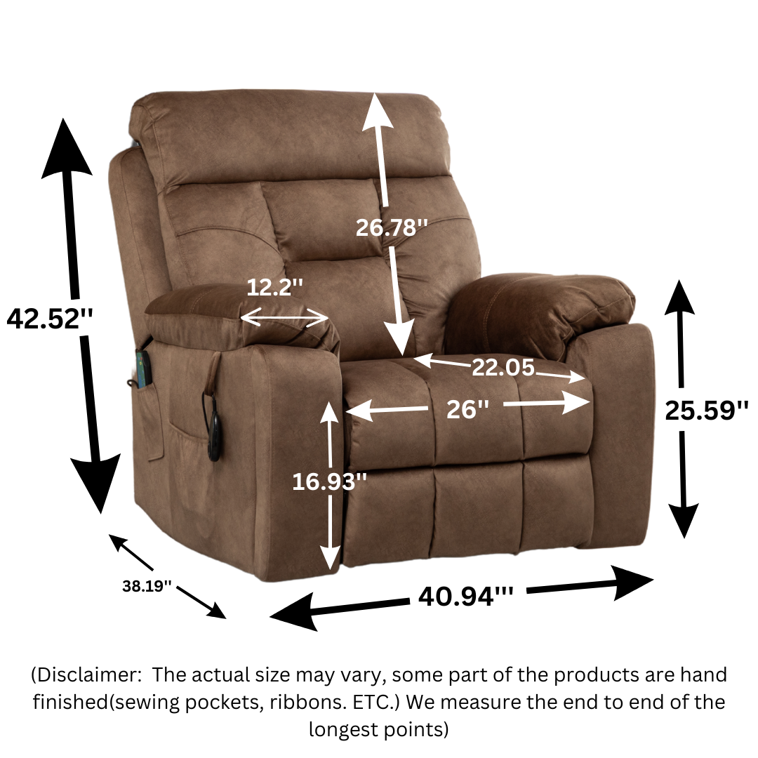 Castle Lift Chair, 26 Inch Extra Wide Seat, Brown (Free 2 Years Warranty)