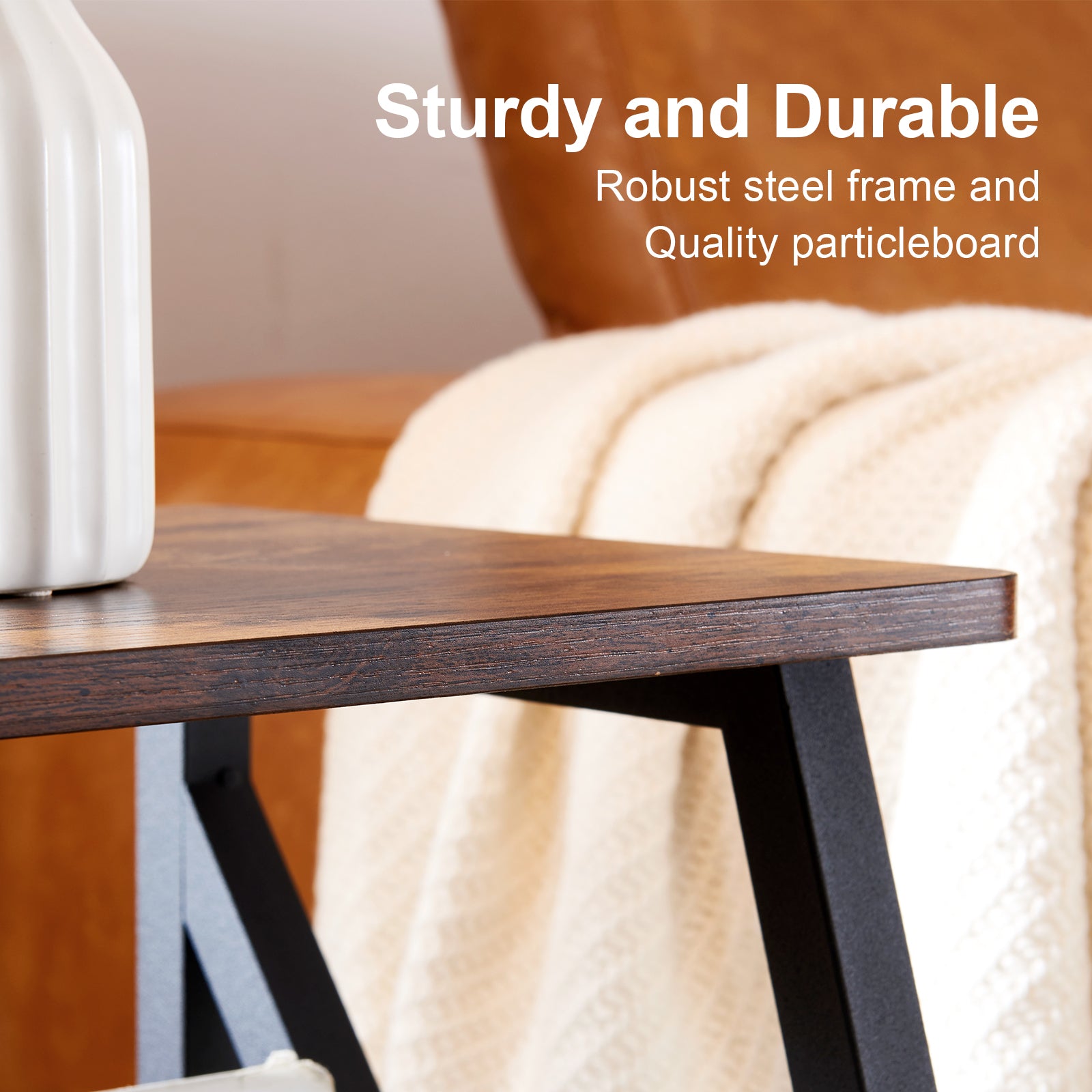 Side Table End Table with Floor Lamp and Outlet.