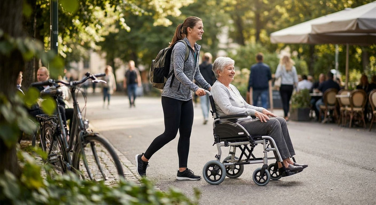 Transport wheelchairs for caregivers on the go