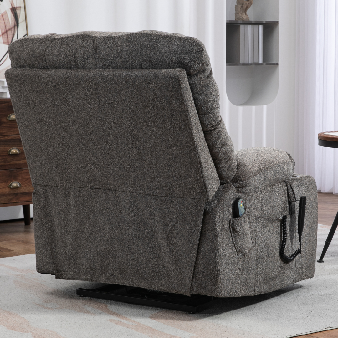 Bulkyriser 2.0 Lay Flat Lift Chair, 25.6 Inch Wide Seat 73.2 Inch Length, Dual Motors, Light Gray (FREE 2 YEARS WARRANTY).