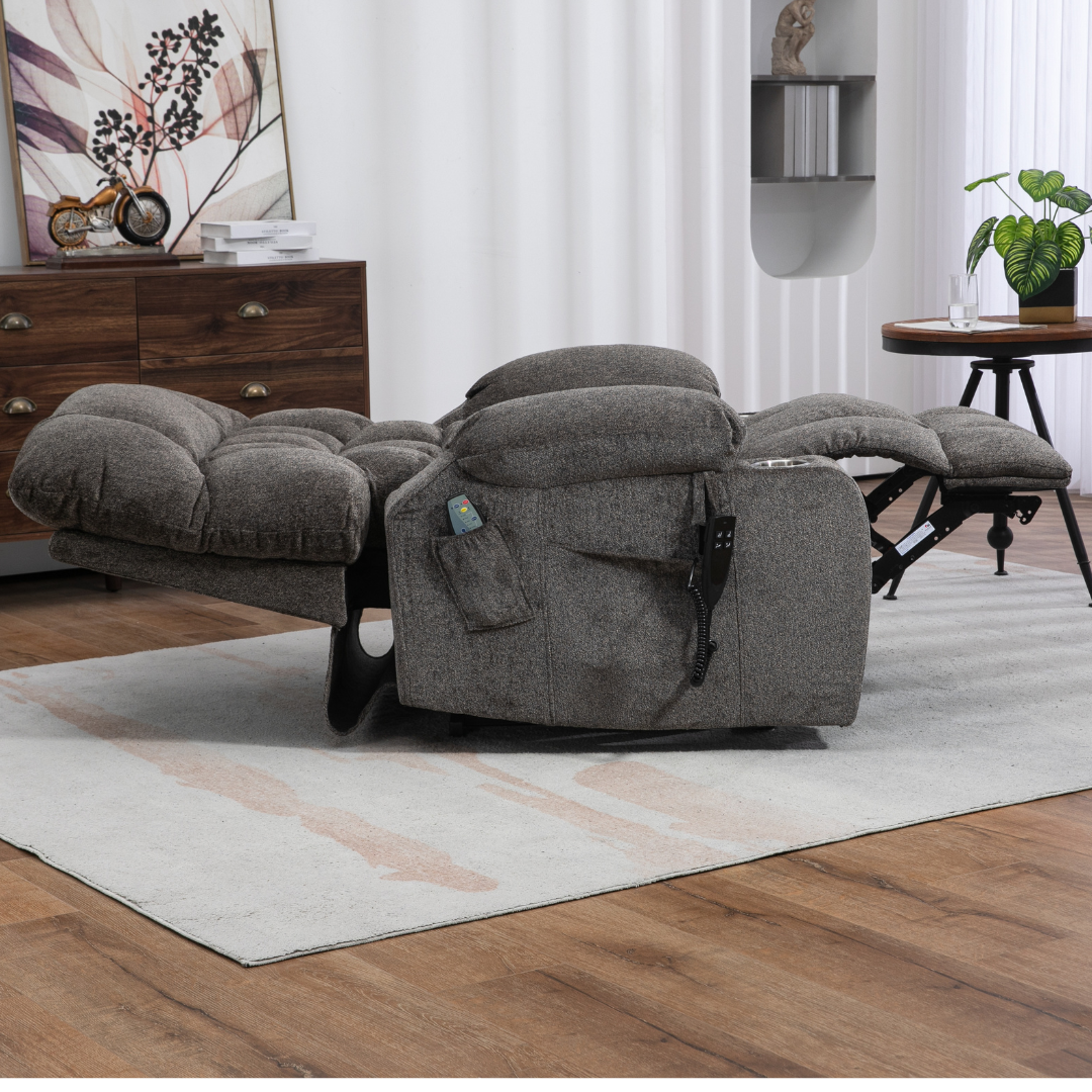 Bulkyriser 2.0 Lay Flat Lift Chair, 25.6 Inch Wide Seat 73.2 Inch Length, Dual Motors, Light Gray (FREE 2 YEARS WARRANTY).