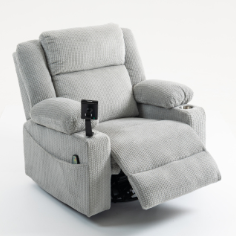 Power Swivel Rocker Recliner with Massage & Heat.