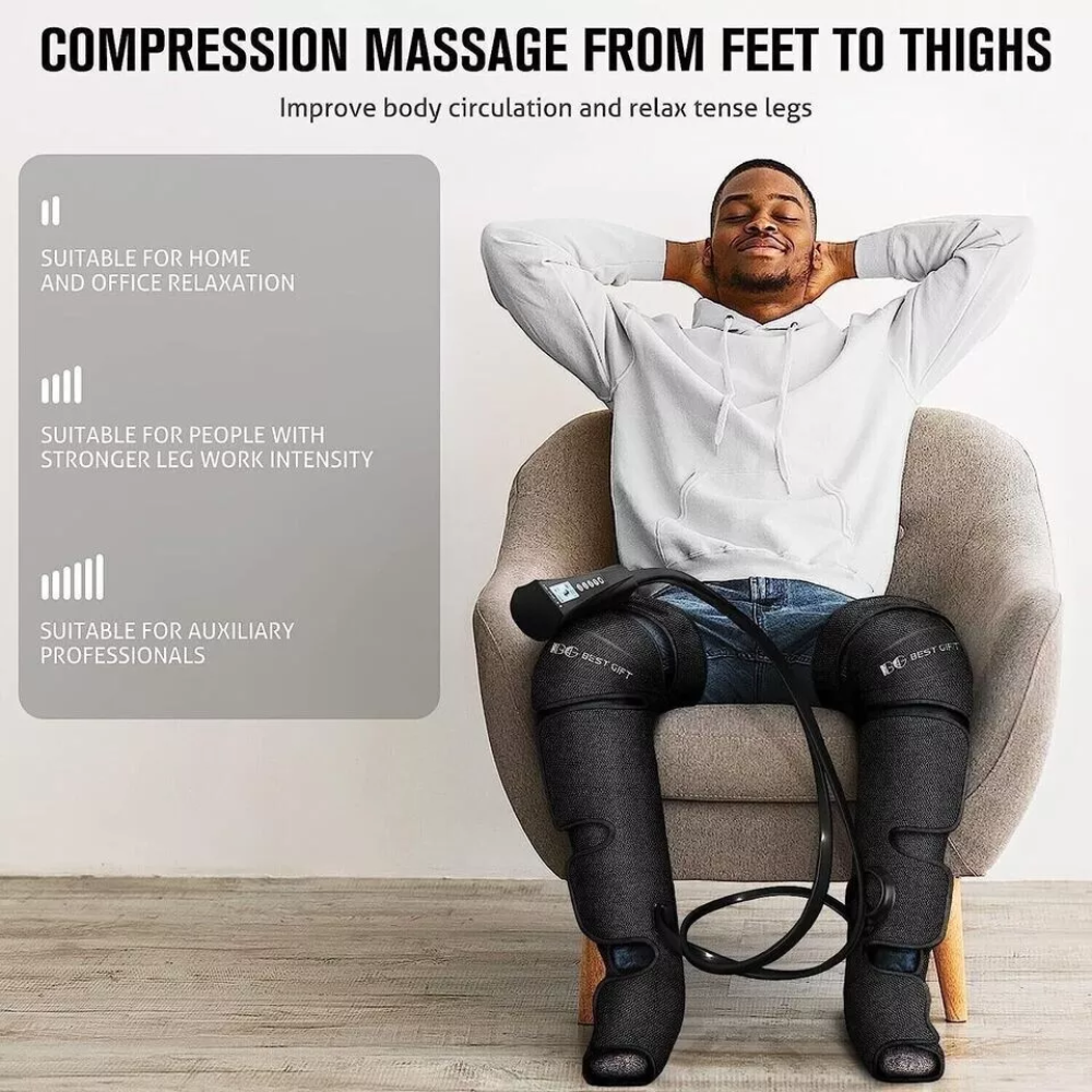 Air Compression Massager with Heat for Foot,Leg,Calf,Thigh and Knee