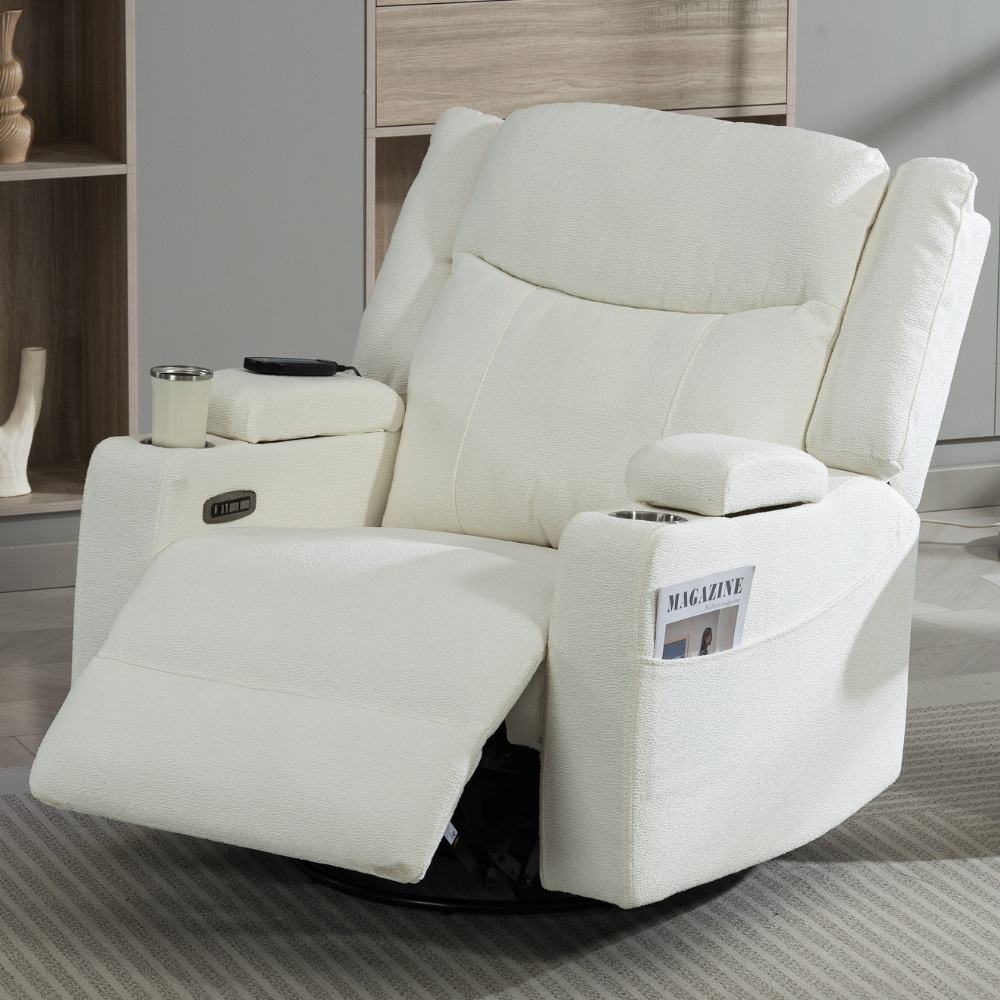 Luna Swivel Rocker - Power Recliner with Heat & Massage