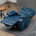 SleepingTitan Origin Lay Flat Lift Chair, 25.1 Inch Wide Seat 74.2 Inch Length, Dual Motors, Faux Leather Blue (FREE CPS Warranty)