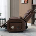 Knight Lay Flat Lift Chair, 24.8 Inch Wide Seat 74.8 Inch Length, Dual Motors, Wireless Charging Side Table, Faux Leather Brown ‪(FREE CPS Warranty)