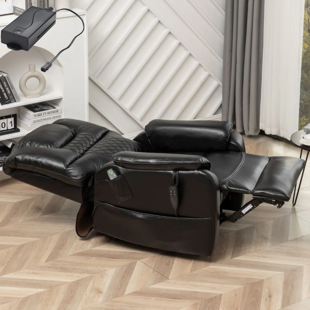 SleepingTitan Lift Chair, Extra Wide with Dual Motor, 180° Lay Flat Recliner, With Back Up Battery, Black ‪(FREE 2 Years Warranty)