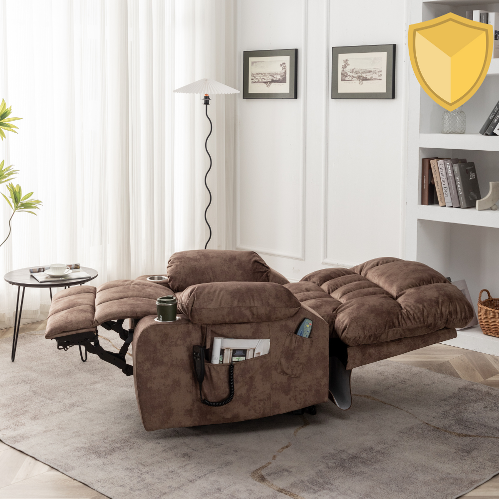 Bulkyriser 2.0 Lay Flat Lift Chair, 25.6 Inch Wide Seat, Brown