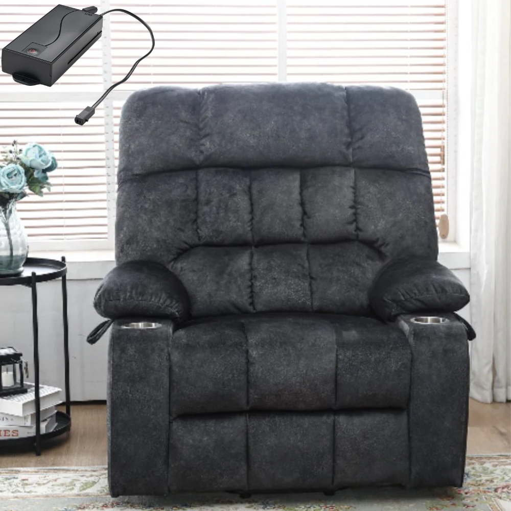 BulkyRiser Lift Chair, 25 Inch Extra Wide Seat, Back Up Battery, Grey (Free 2 Years Warranty)