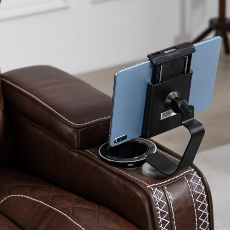 AstroLounge Zero Gravity Chair with Smart Control, 2 Cup Holder, 2 Storage with Cover, with Phone and Laptop Holder, Faux Leather - Brown.