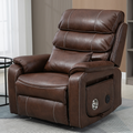 Knight Lay Flat Lift Chair, 24.8 Inch Wide Seat 74.8 Inch Length, With Back Up Battery, Wireless Charging Side Table, Faux Leather Brown ‪‪(FREE 2 Years Warranty)