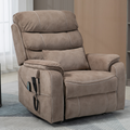 Knight Lay Flat Lift Chair, 24.8 Inch Wide Seat 74.8 Inch Length, Dual Motors, Wireless Charging Side Table, Beige Brown ‪(FREE 2 Years Warranty)