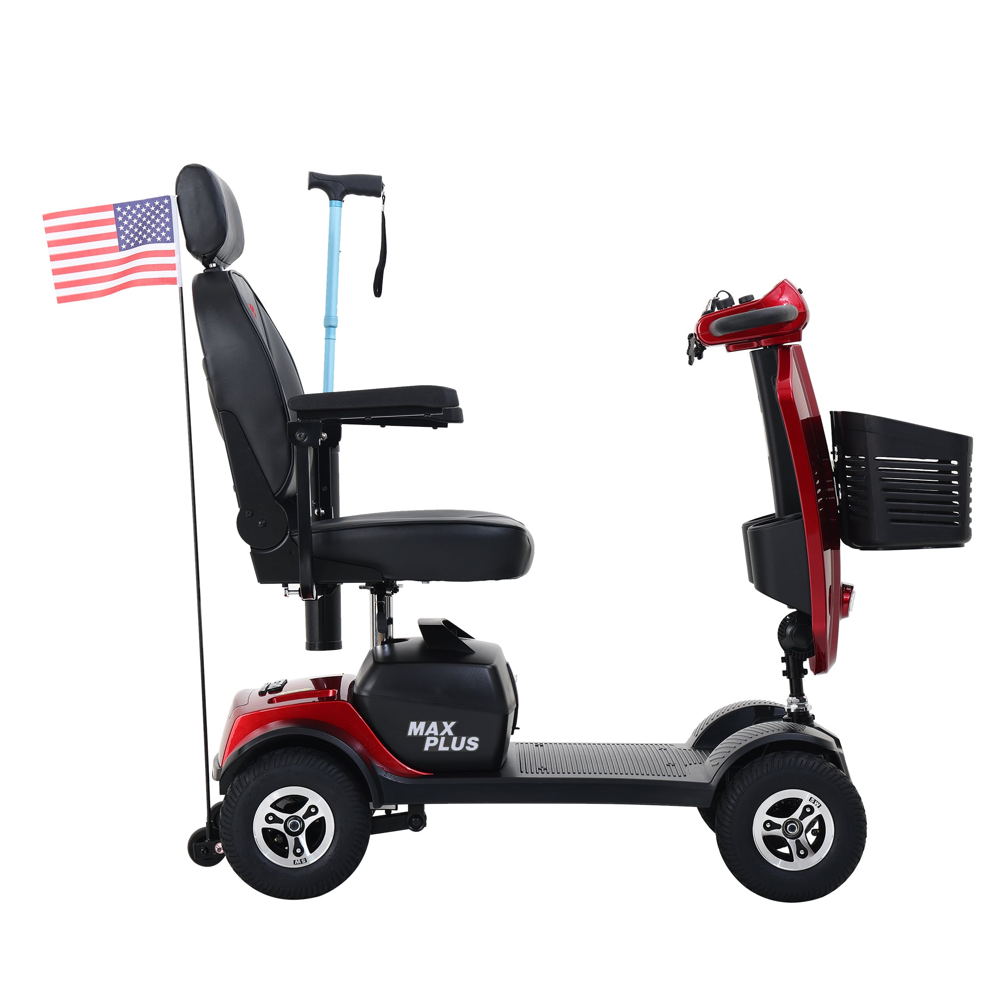 Metro Mobility Max Plus 4-Wheel Mobility Scooter, 300 lb Capacity, 16 Mile Range, Rear Suspension (FREE Raincoat).