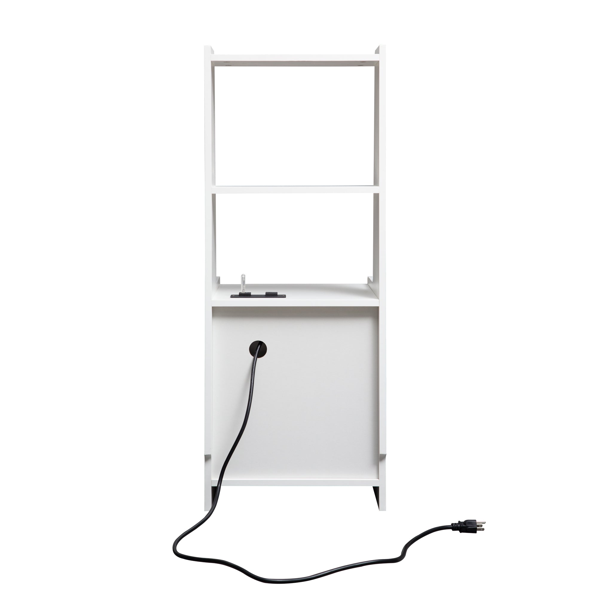 Modern Nightstand with Charging Station, Night Light & Storage Cabinet – White