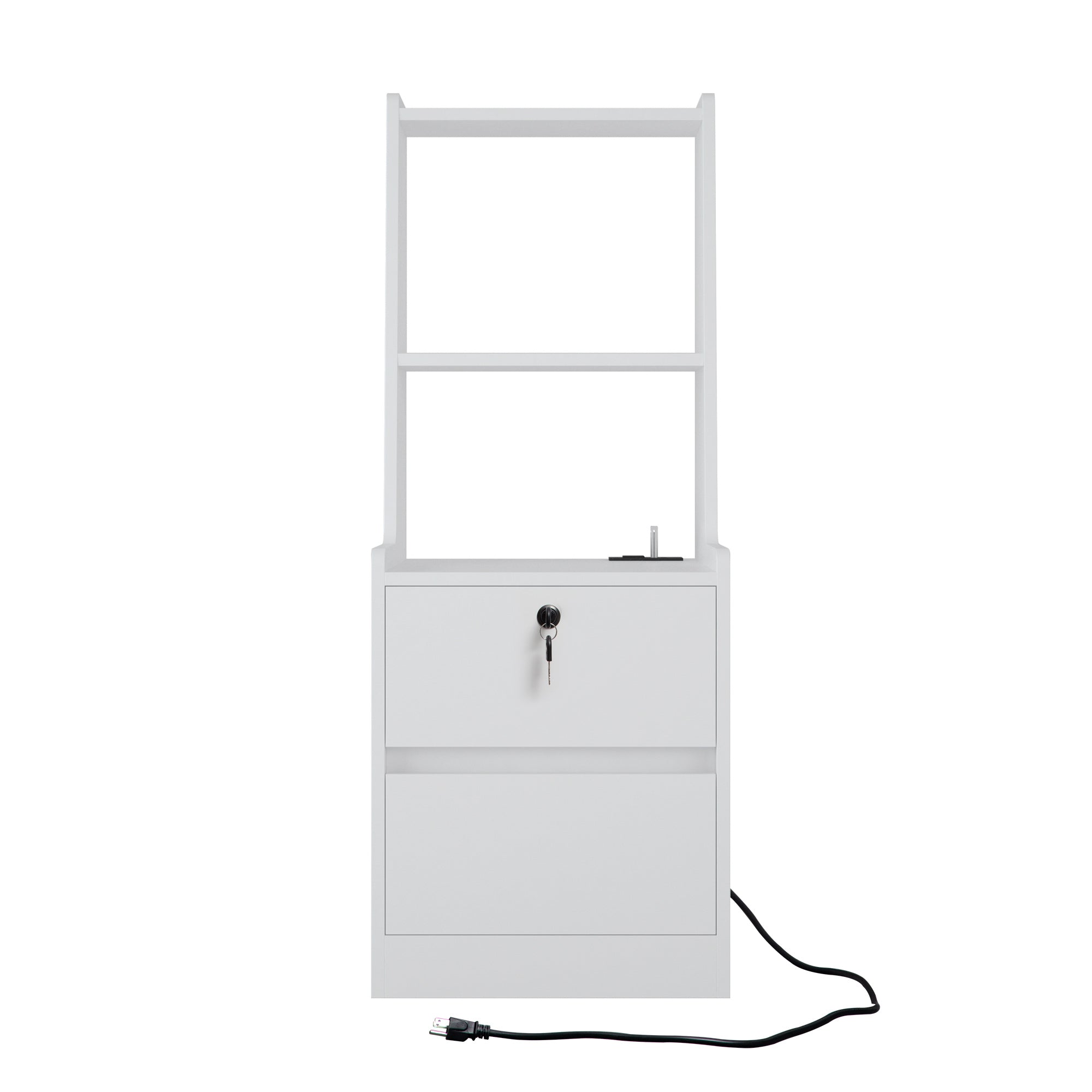 Modern Nightstand with Charging Station, Night Light & Storage Cabinet – White