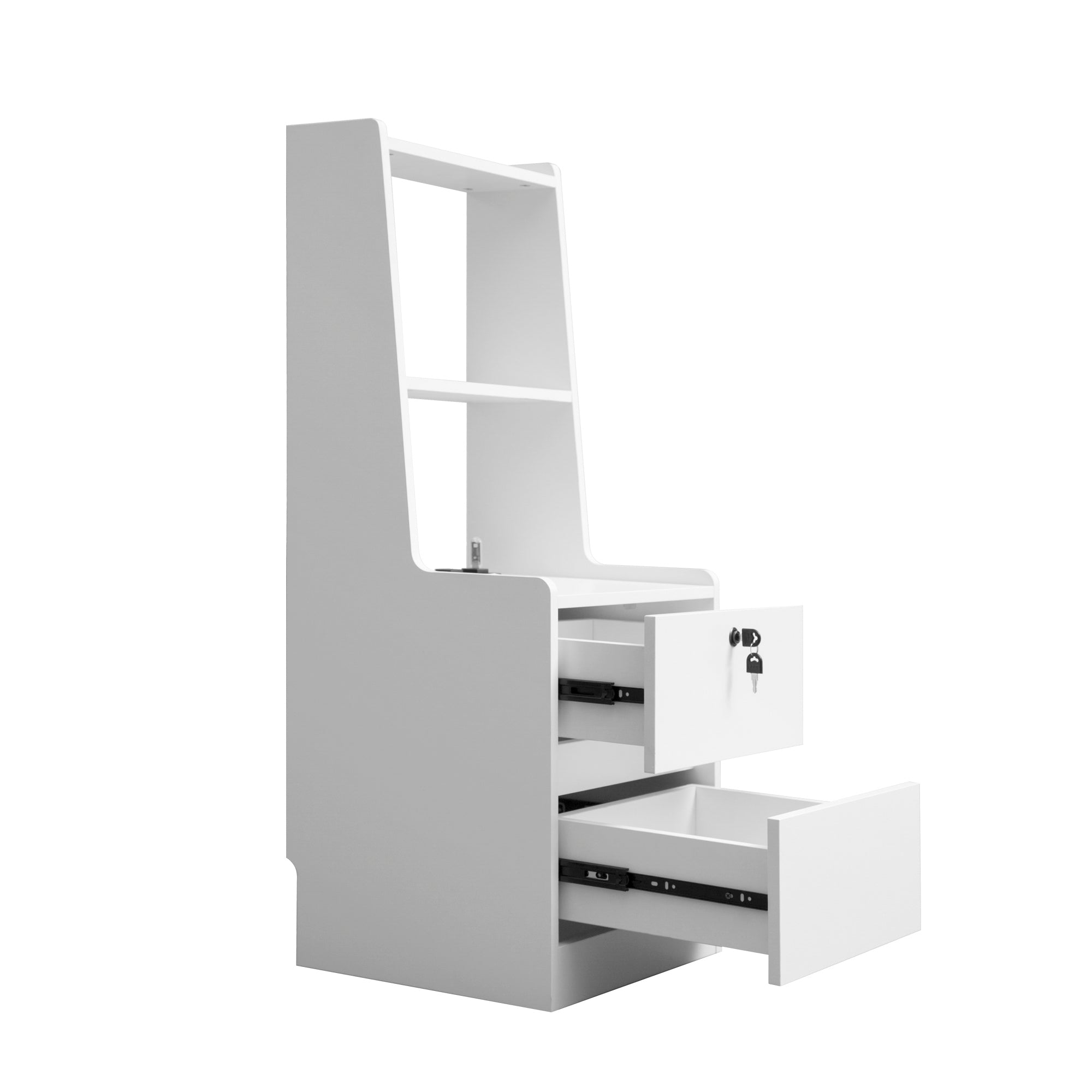 Modern Nightstand with Charging Station, Night Light & Storage Cabinet – White