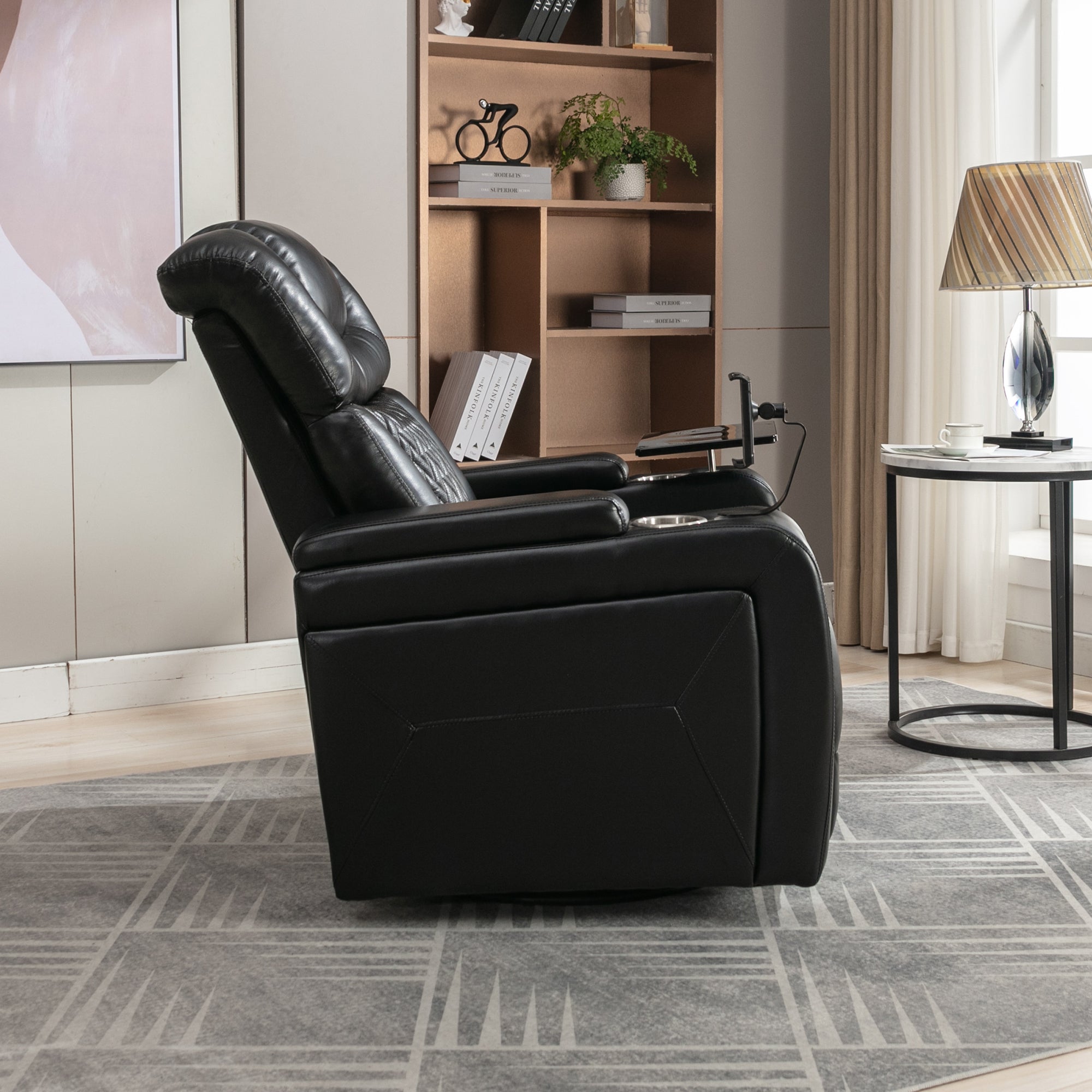 270 Degree Swivel PU Leather Power Recliner