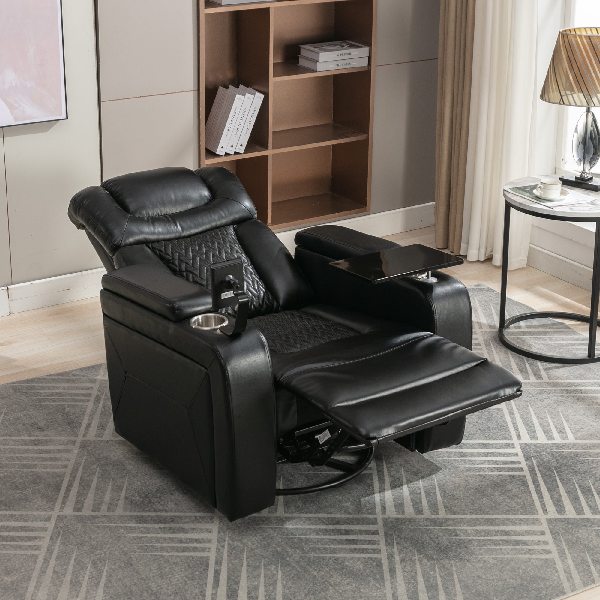270 Degree Swivel PU Leather Power Recliner