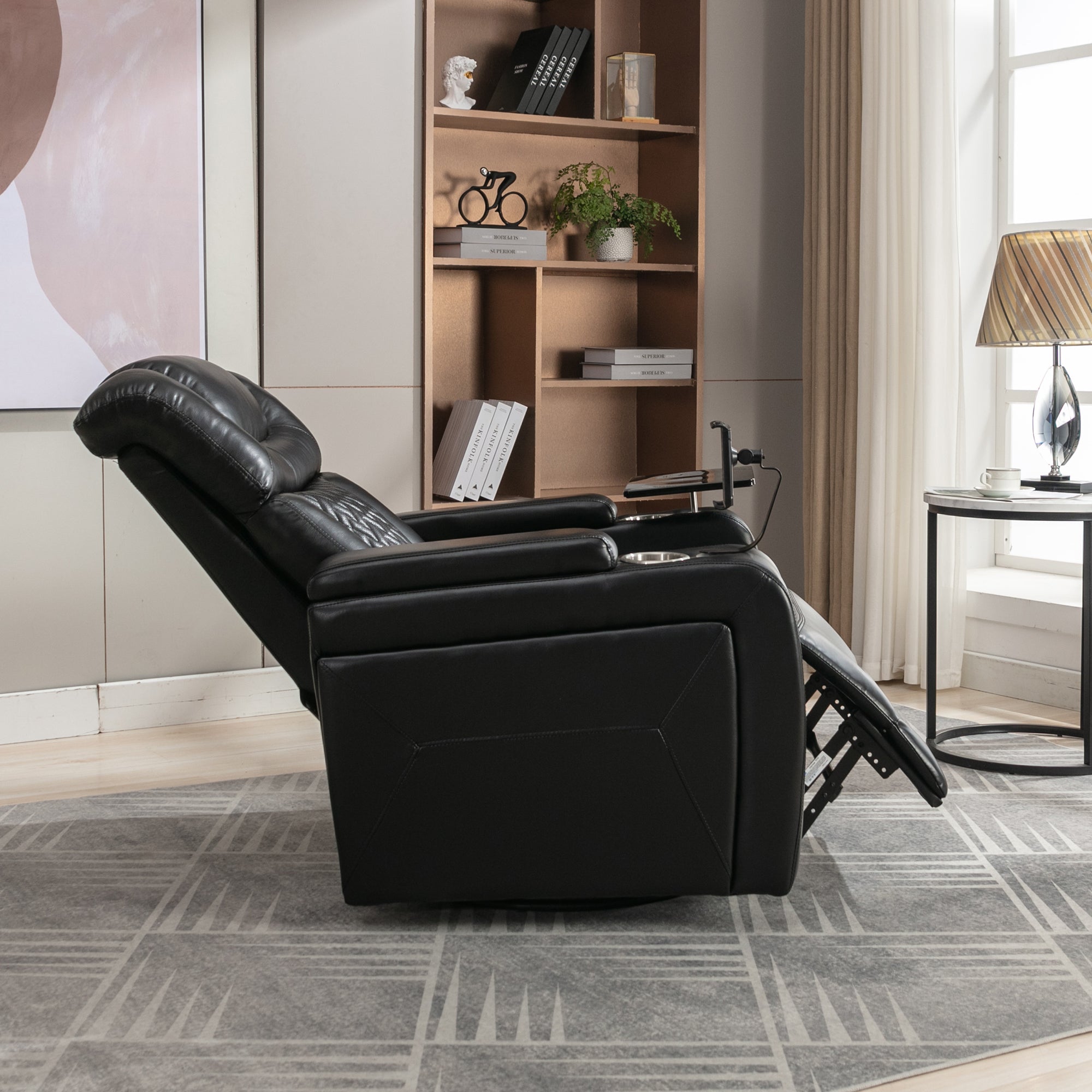 270 Degree Swivel PU Leather Power Recliner