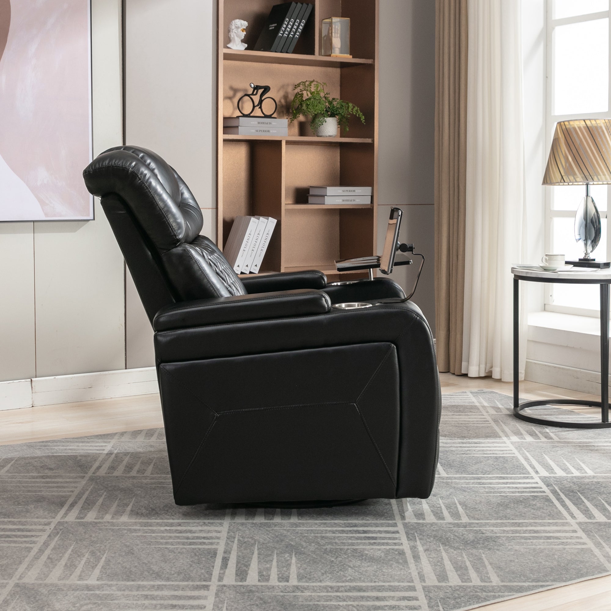 270 Degree Swivel PU Leather Power Recliner