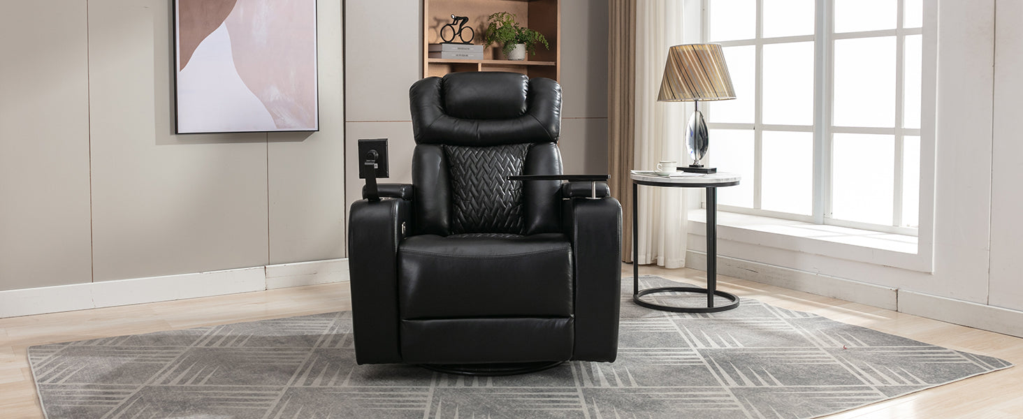 270 Degree Swivel PU Leather Power Recliner