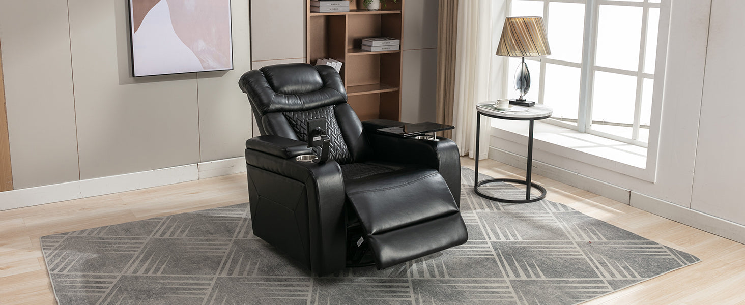 270 Degree Swivel PU Leather Power Recliner