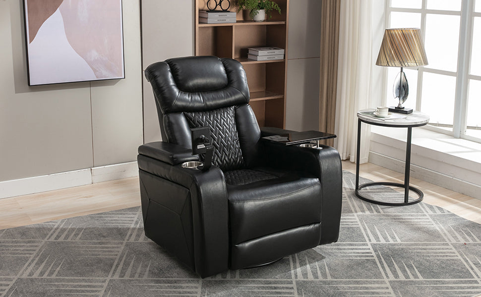 270 Degree Swivel PU Leather Power Recliner