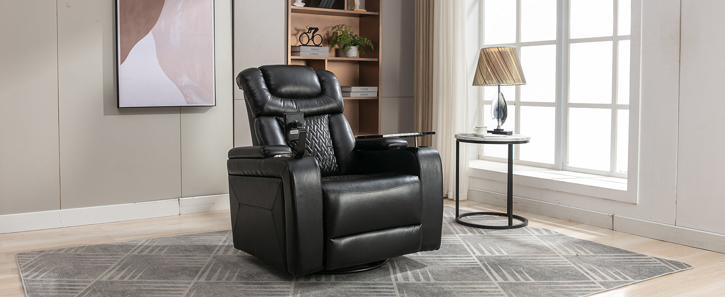 270 Degree Swivel PU Leather Power Recliner