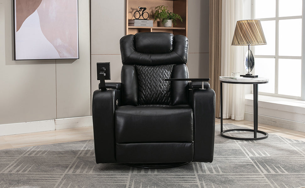270 Degree Swivel PU Leather Power Recliner