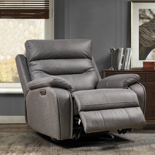 ComfortPivot Swivel Rocking Recliner, Power Headrest - Gray (FREE Eye Massager)