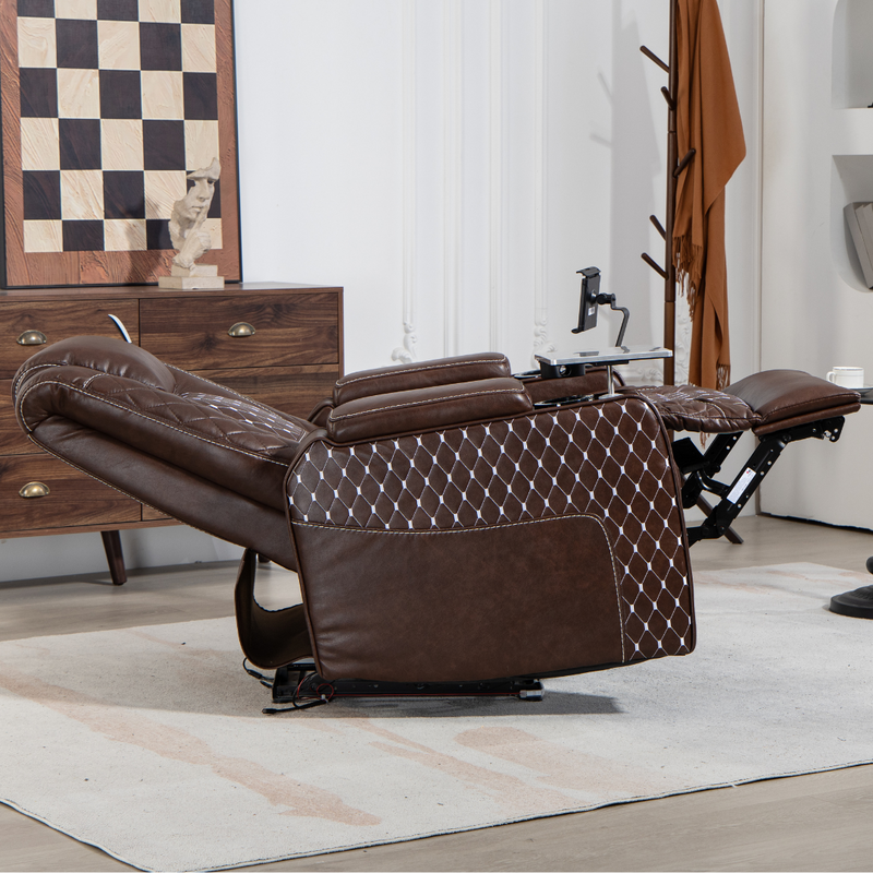 AstroLounge Zero Gravity Chair with Smart Control, 2 Cup Holder, 2 Storage with Cover, with Phone and Laptop Holder, Faux Leather - Brown.