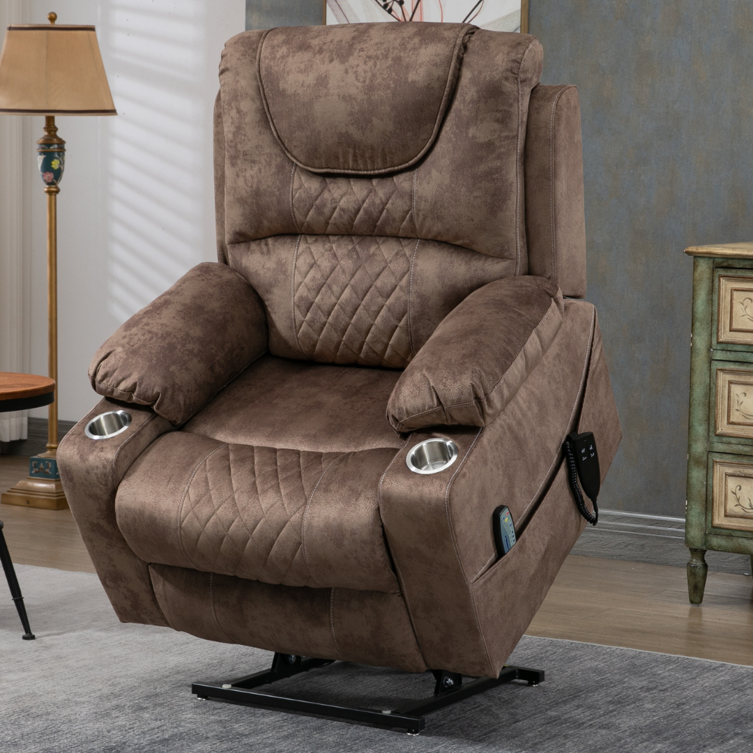 SleepingTitan Origin Lay Flat Lift Chair, 25.1 Inch Wide Seat 74.2 Inch Length, With Battery Back Up, Brown ‪(FREE 2 Years Warranty).