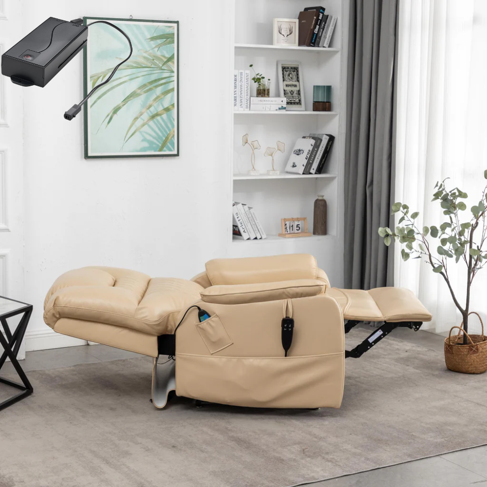 SleepingTitan Lift Chair, Extra Wide with Dual Motor, 180° Lay Flat Recliner, With Back Up Battery, Beige ‪(FREE 2 Years Warranty)