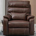 Knight Lay Flat Lift Chair, 24.8 Inch Wide Seat 74.8 Inch Length, Dual Motors, Wireless Charging Side Table, Faux Leather Brown ‪(FREE CPS Warranty)