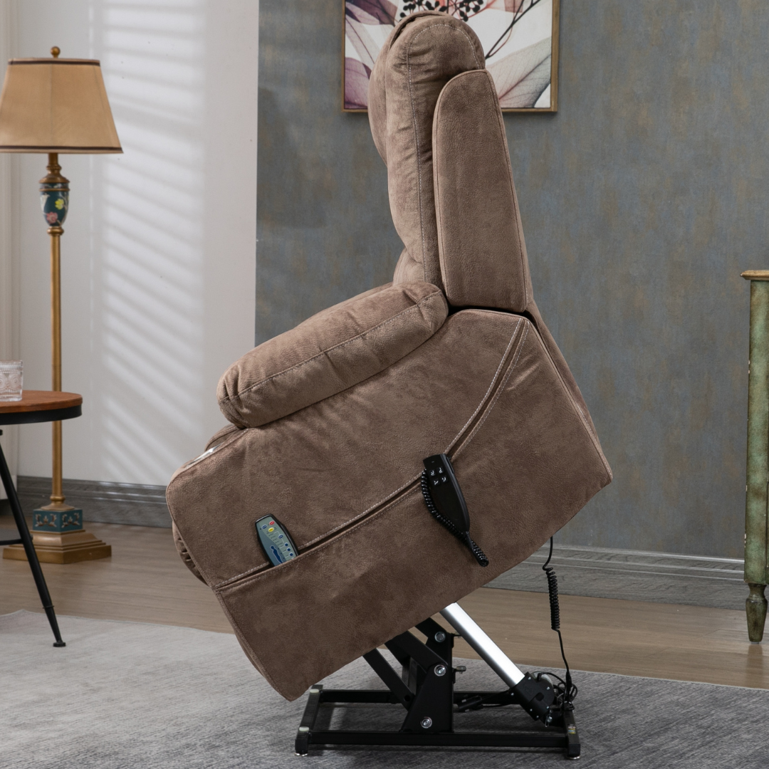 SleepingTitan Origin Lay Flat Lift Chair, 25.1 Inch Wide Seat 74.2 Inch Length, With Battery Back Up, Brown ‪(FREE 2 Years Warranty).