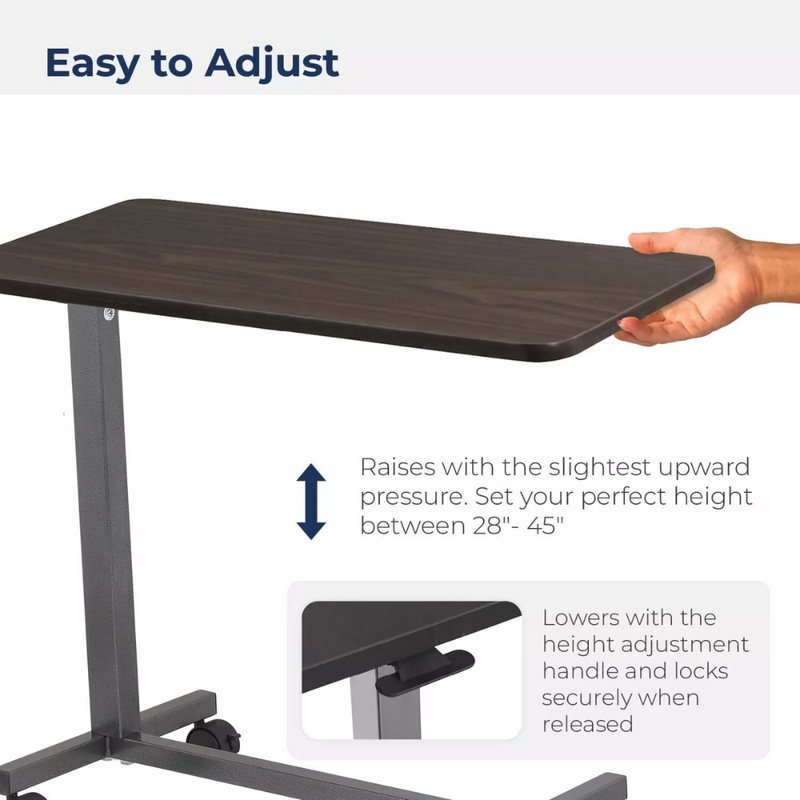 Over The Bed Side Table Wheels Hospital Overbed Rolling Tray Adjustable Bedside