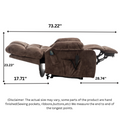 Bulkyriser 2.0 Lay flat Lift Chair, 25.6 Inch Wide Seat 73.2 Inch Length, Dual Motors, Brown (FREE 2 YEARS WARRANTY)