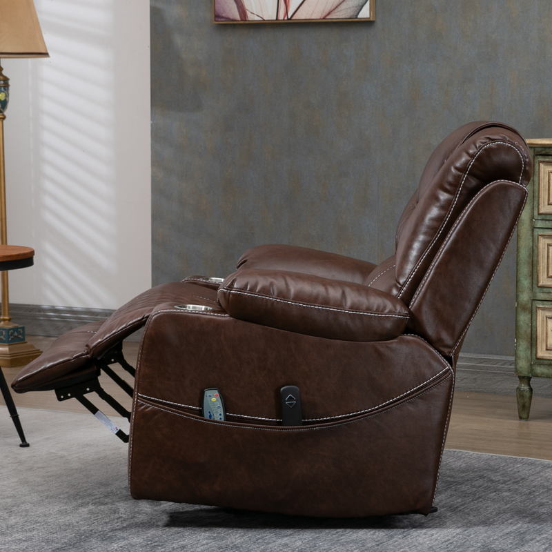 SleepingTitan Origin Lift Chair, 26 Inch Wide Seat 63.5 Inch Length, Faux Leather Brown