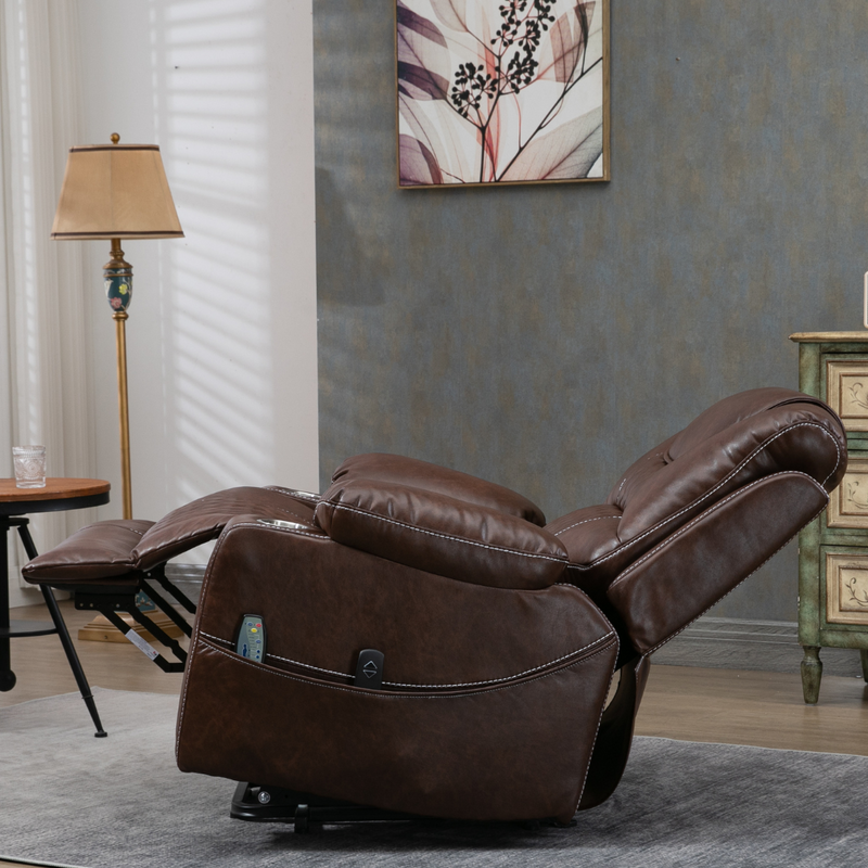 SleepingTitan Origin Lift Chair, 26 Inch Wide Seat 63.5 Inch Length, Faux Leather Brown