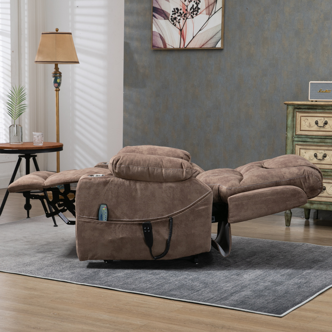 SleepingTitan Origin Lay Flat Lift Chair, 25.1 Inch Wide Seat 74.2 Inch Length, Dual Motors, Brown (FREE 2 Years Warranty).