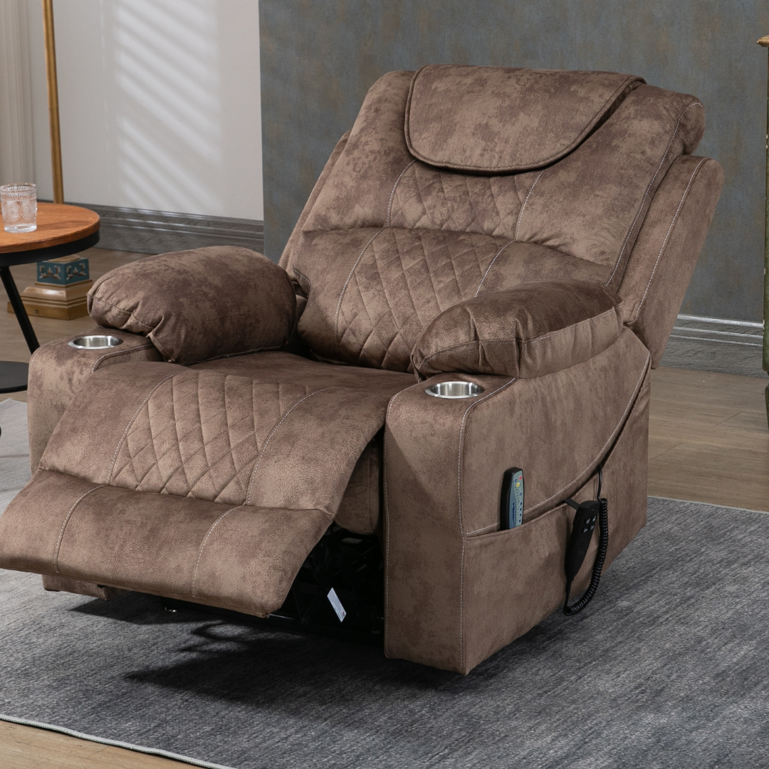 SleepingTitan Origin Lay Flat Lift Chair, 25.1 Inch Wide Seat 74.2 Inch Length, With Battery Back Up, Brown ‪(FREE 2 Years Warranty).