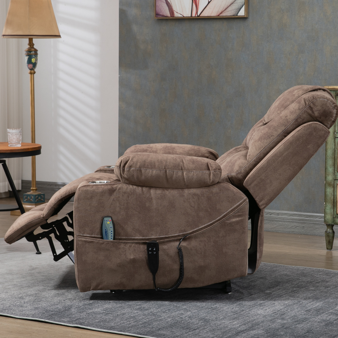 SleepingTitan Origin Lay Flat Lift Chair, 25.1 Inch Wide Seat 74.2 Inch Length, With Battery Back Up, Brown ‪(FREE 2 Years Warranty).