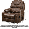 SleepingTitan Origin Lay Flat Lift Chair, 25.1 Inch Wide Seat 74.2 Inch Length, With Back Up Battery, Faux Leather Brown ‪(FREE 2 Years Warranty)
