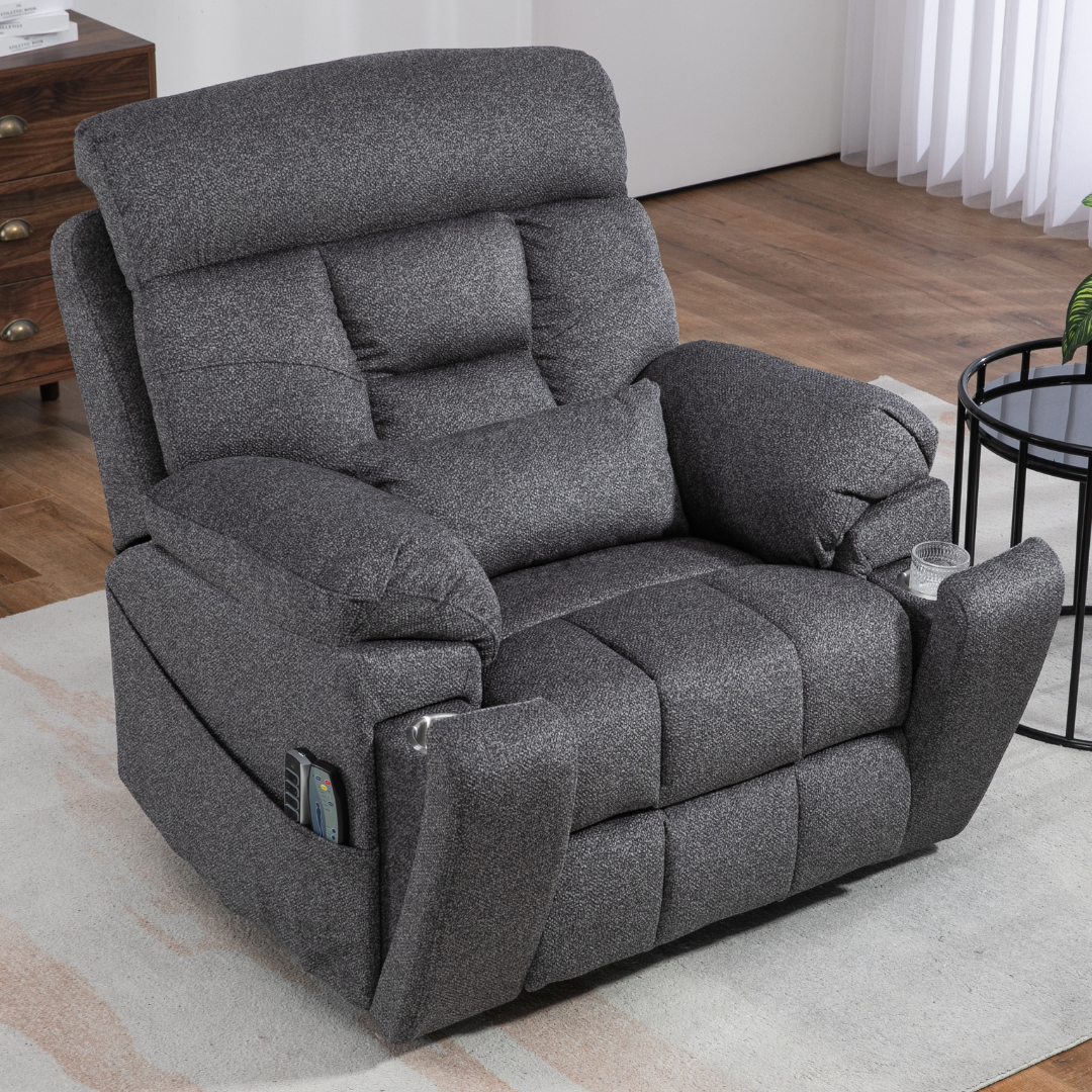 LuxQuad Lay Flat Lift Chair, The First 4 Motors Oversized Lift Chair, Grey